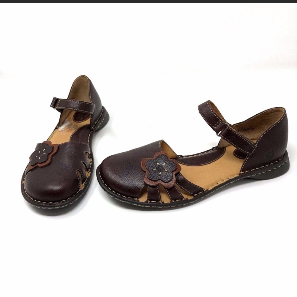BORN Mary Jane Brown Leather Shoe Sandal 8.5.